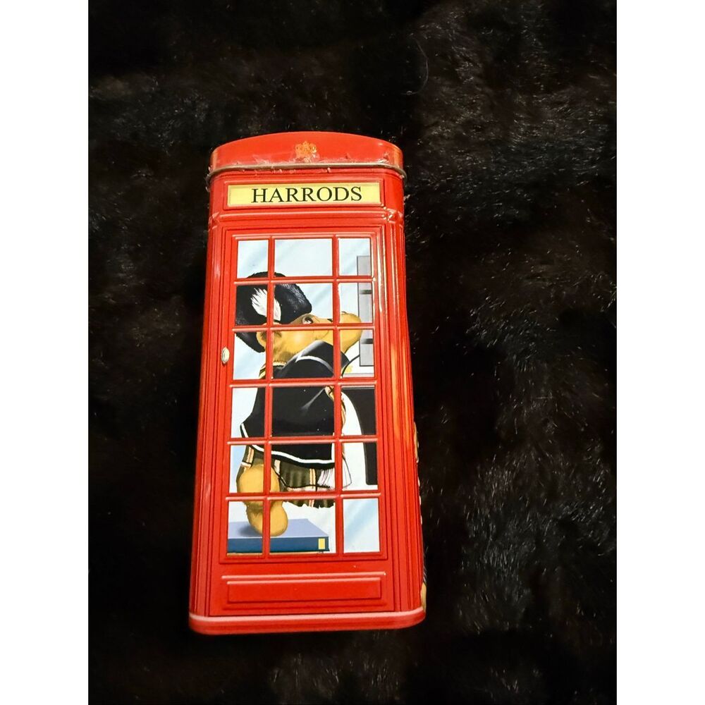 Harrods of London Tin Phone Booth COIN BANK  w/ Bears